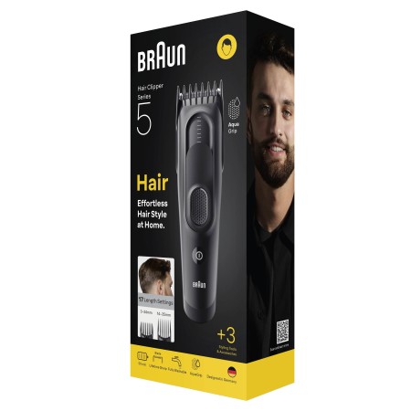 Braun Saç Kesme Makinesi Series 5, +3 Aksesuar, Ömür Boyu Keskin Bıçak, 17 Uzunluk, HC5530 - Thumbnail