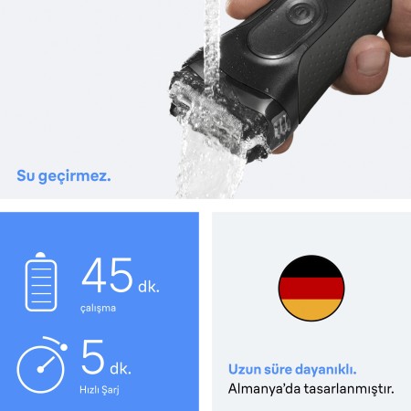 Braun Series 3+ Elektrikli Tıraş Makinesi, Kuru, 3000BT - Thumbnail