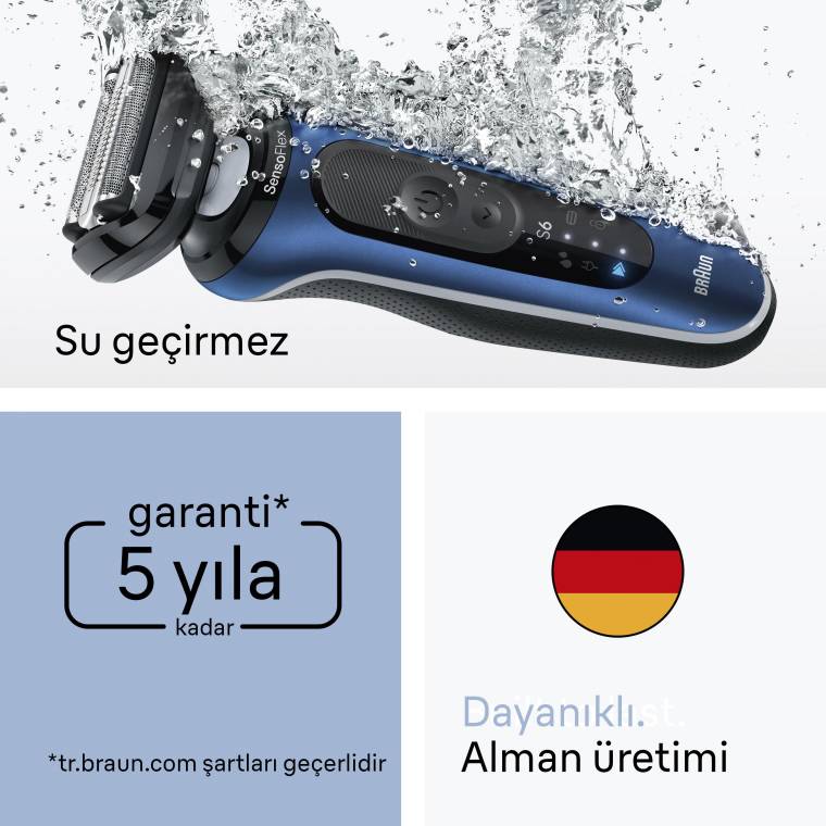 Braun Series 6 Elektrikli Tıraş Makinesi, Islak ve Kuru, Hassas Düzeltici Başlık, 62-B1200S - 6