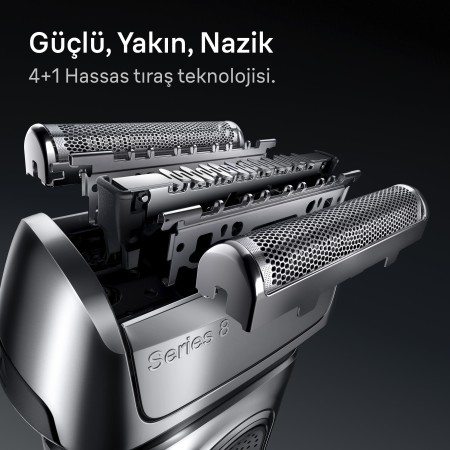 Braun Series 8 Elektrikli Tıraş Makinesi, Islak ve Kuru, Şarj Standı, 8617S - Thumbnail
