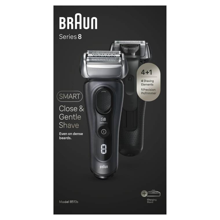 Braun Series 8 Elektrikli Tıraş Makinesi, Şarj Standı, Islak ve Kuru, 8513s, Gri - 7
