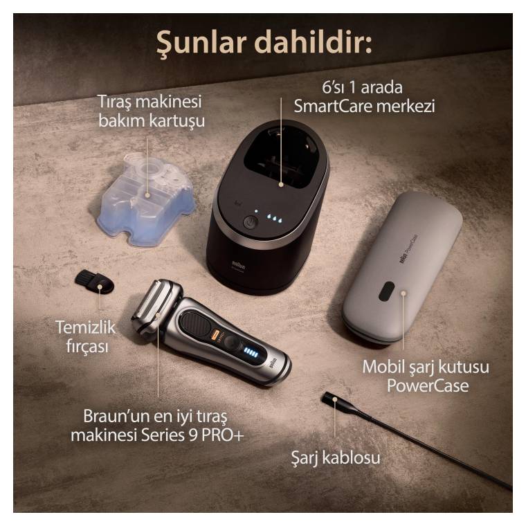 Braun Series 9 PRO+ 9577cc Islak & Kuru Tıraş Makinesi, SmartCare Merkezi, PowerCase - 6