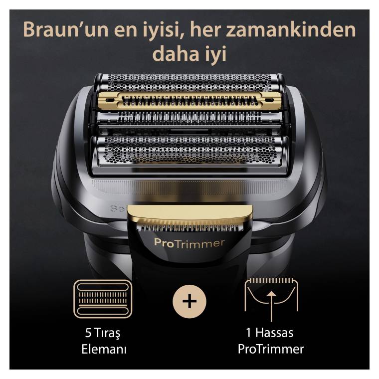 Braun Series 9 PRO+ Elektrikli Tıraş Makinesi, Şarj Standı, Islak ve Kuru, 9519s, Altın Rengi - 2