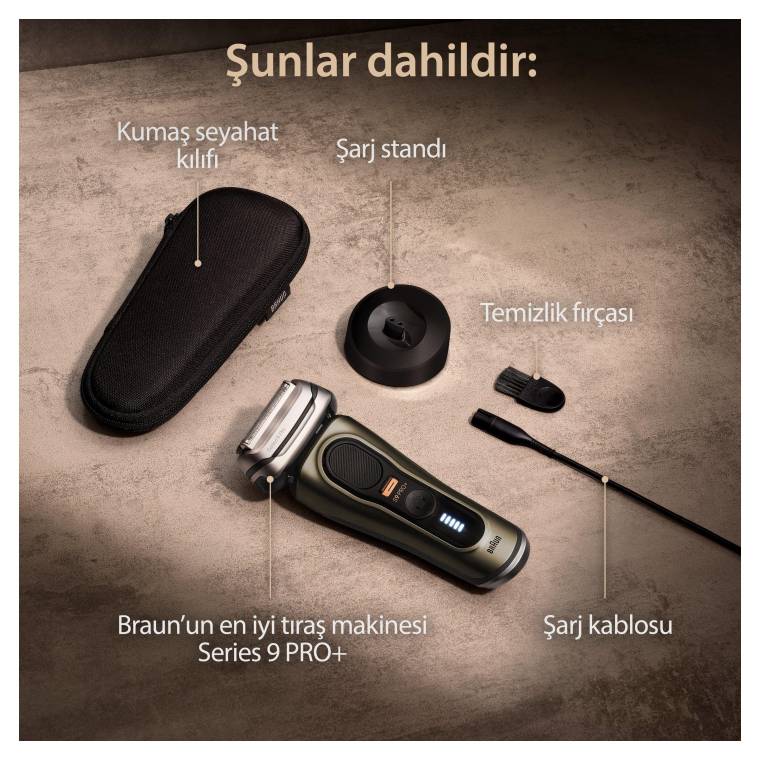 Braun Series 9 PRO+ Elektrikli Tıraş Makinesi, Şarj Standı, Islak ve Kuru, 9519s, Altın Rengi - 6