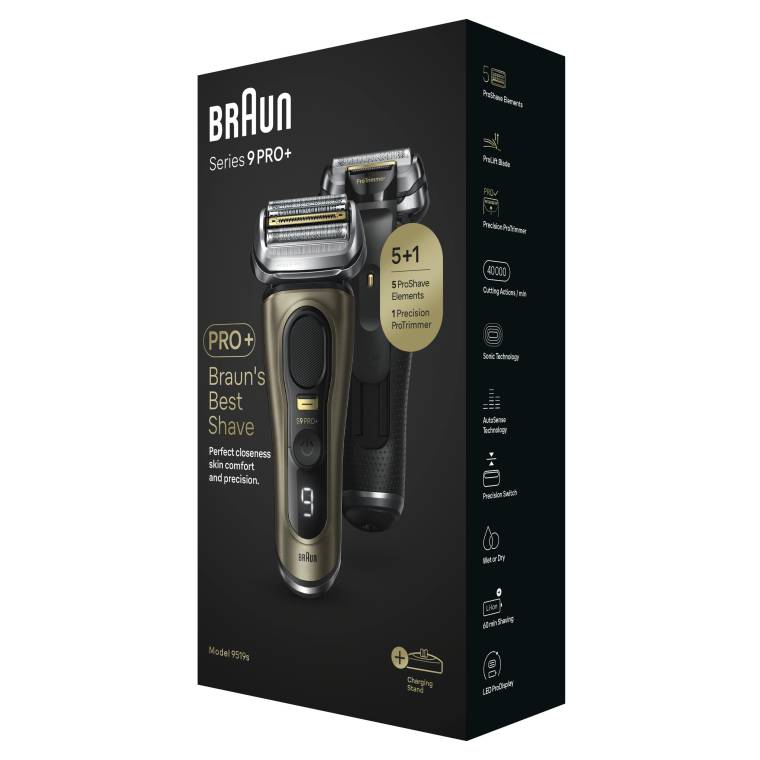 Braun Series 9 PRO+ Elektrikli Tıraş Makinesi, Şarj Standı, Islak ve Kuru, 9519s, Altın Rengi - 8