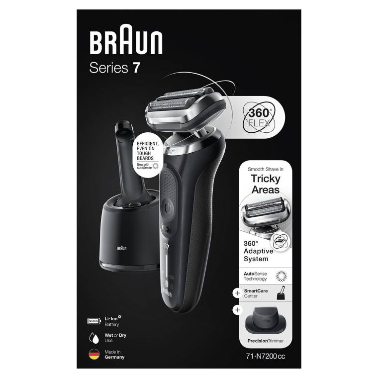 Braun Yeni Seri 7 N7200cc Kablosuz Tıraş Makinesi, SmartCare, AutoSense, 360° Flex, Islak & Kuru - 8