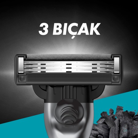 Gillette Mach3 Charcoal Tıraş Makinesi Gövde + 2 Başlık - Thumbnail