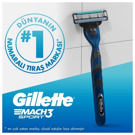 Gillette Mach3 Sport Tıraş Makinesi Gövde + 3 Başlık - Thumbnail
