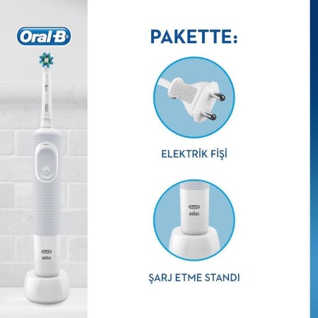 Oral-B D100 Vitality Cross Action Şarjlı Diş Fırçası - Beyaz - Thumbnail