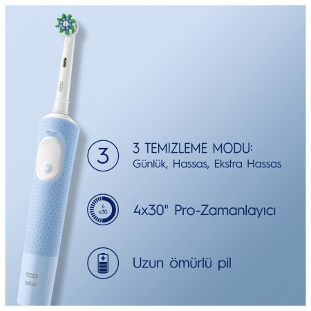 Oral-B D103 Vitality Pro Cross Action Şarjlı Diş Fırçası - Mavi - Thumbnail