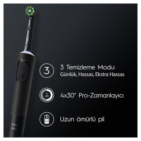 Oral-B D103 Vitality Pro Cross Action Şarjlı Diş Fırçası - Siyah - Thumbnail
