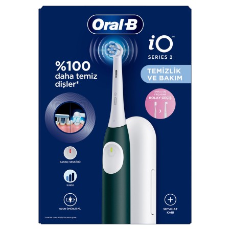 Oral-B iO 2 Şarjlı Diş Fırçası - Yeşil, Seyahat Kabı ile - Thumbnail
