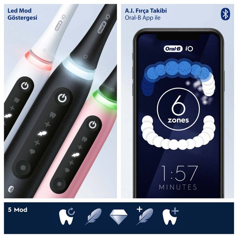 Oral-B iO 5 Şarjlı Diş Fırçası - Beyaz - 5