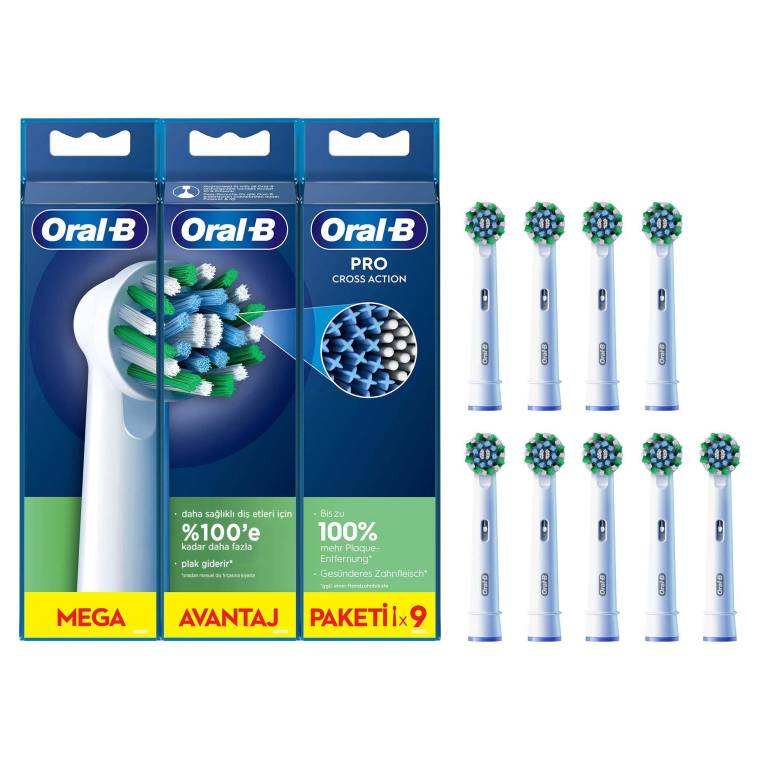 Oral-B Pro Cross Action 9'lu Diş Fırçası Yedek Başlığı EB50 - 1