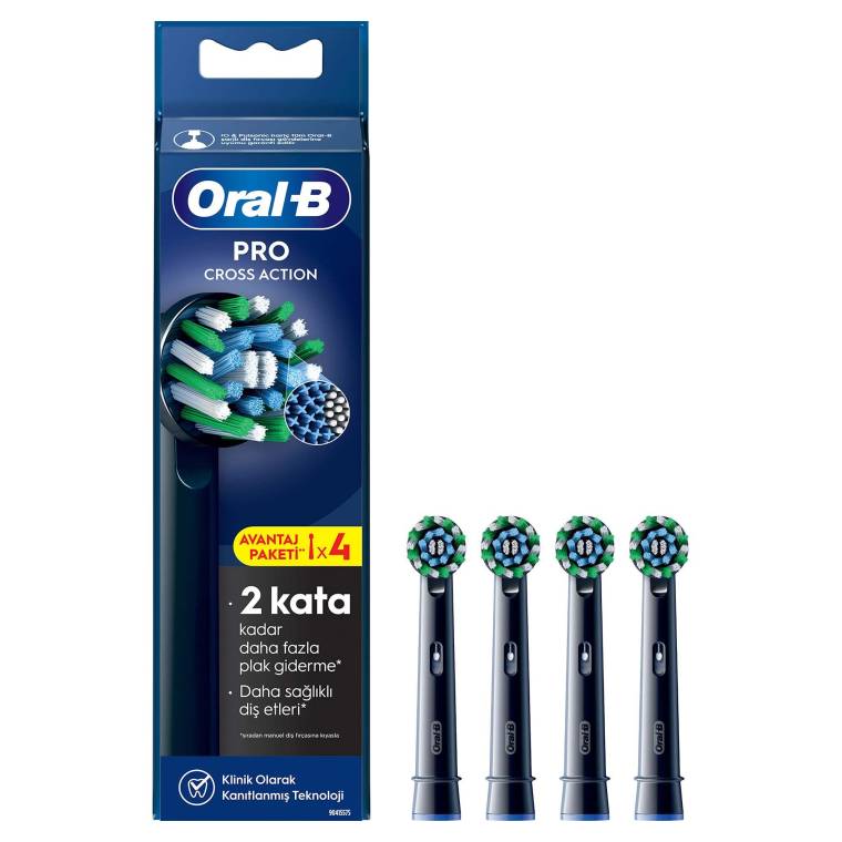 Oral-B Pro Cross Action X-Filament Siyah Şarjlı Diş Fırçası Yedek Başlığı 4 Adet - 1