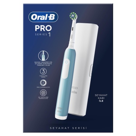 Oral-B Pro Series 1 Şarjlı Diş Fırçası Mavi + Seyahat Kabı - Thumbnail