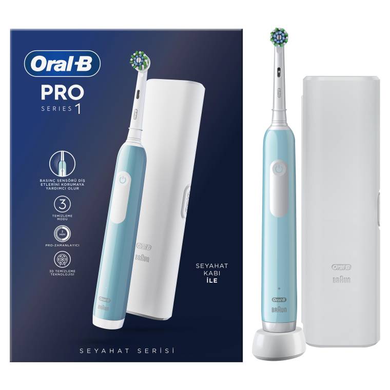 Oral-B Pro Series 1 Şarjlı Diş Fırçası Mavi + Seyahat Kabı - 1